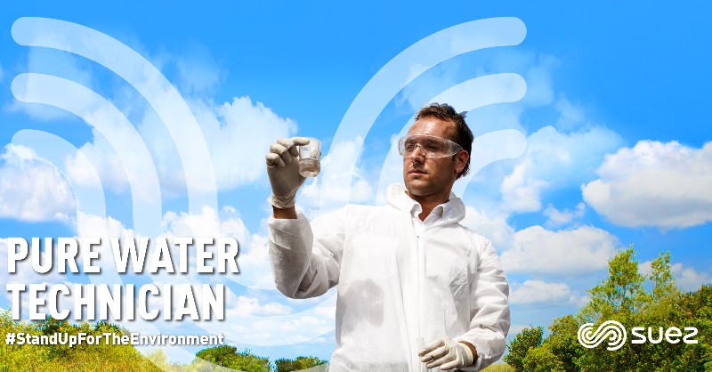 suez's tweet photo. 👨‍🔬 Working at SUEZ is more than a job. 

It means protecting &amp; restoring essential resources #water, #soil and #air. It also means inventing the business of the future, adding dynamism to your career &amp; pursuing your professional and personal development #StandUpForTheEnvironment