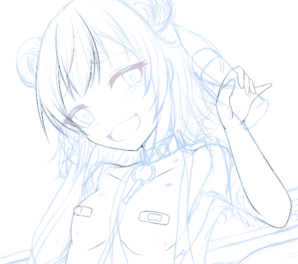 一応線画はしてるんだよ、髪の毛面倒でゆっくり描いてるだけ 