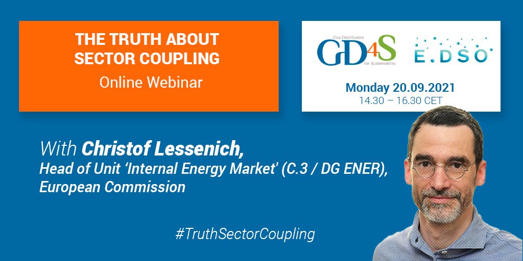 🗓️WEBINAR 20/09 | Very pleased to have the chance to hear Christof Lessenich, Head of Unit ‘Internal Energy Market’ of the DG Energy at the European Commission during our webinar next Monday! @GD4S @EDSO_eu #TruthSectorCoupling 👉Register here: gd4s.eu/media-center/e…