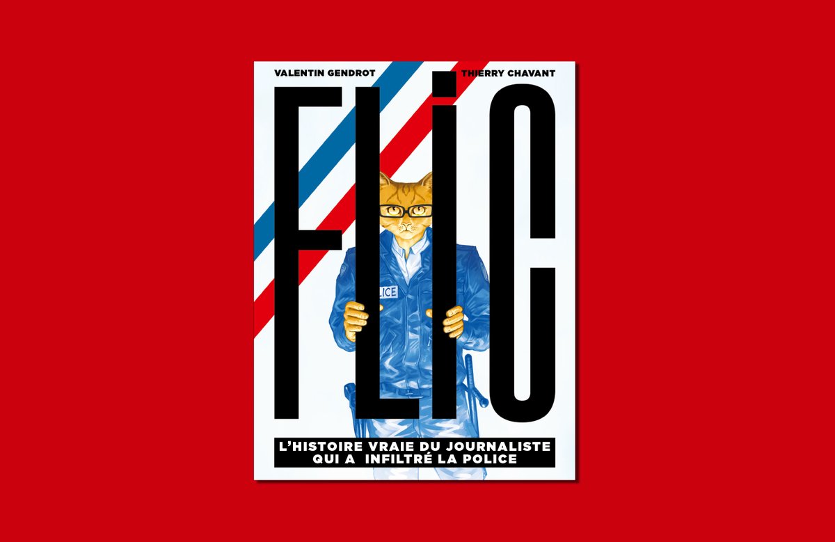 Tadaaa ! Nouvelle parution le 14 OCTOBRE, une BD créée grâce aux mains et aux cerveaux magiques de #ThierryChavant, #ValentinGendrot et la coloriste Mathilda. Il s'agit de l'adaptation du livre #Flic, le récit journalistique de deux ans d'infiltration dans la police française 🚨