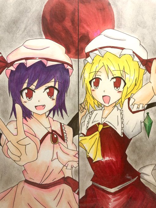 #このタグを見た人は推しの初描きと現在の絵を載せる
2012と2021のレミリア 