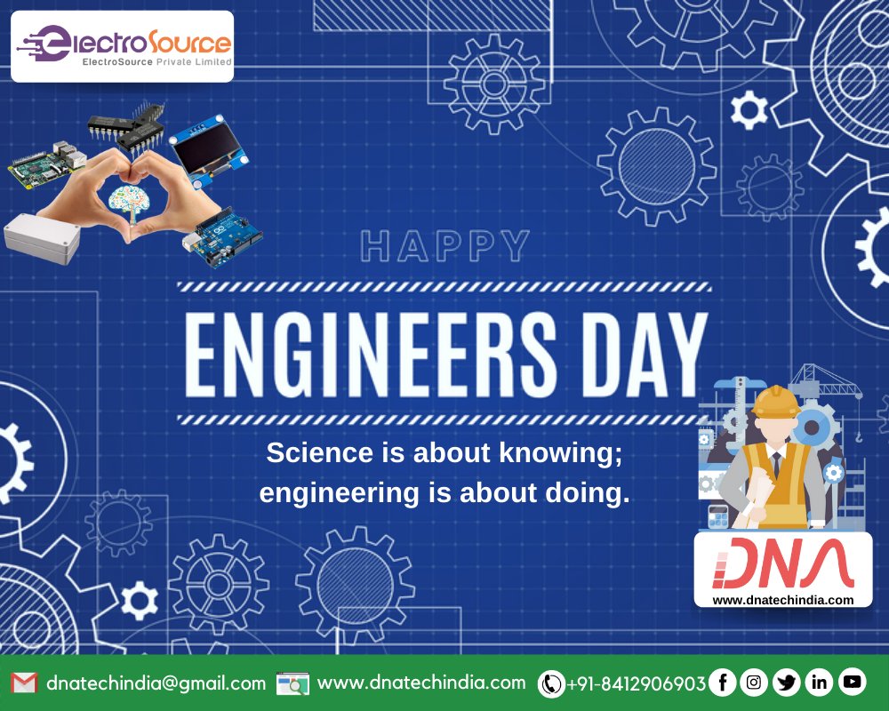 Science is about knowing; engineering is about doing. 
#EngineersDay #engineers #engineering #engineeringlife #electronicsstore #iotsolutions #engineeringstudent #shopping #nashik #maharashtra #circuitprotection #Durability #engineeringlife #electricalengineering