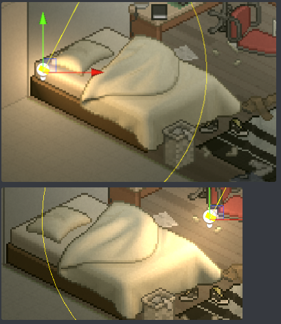 orb_3d's tweet photo. I realize I hate drawing bed sheets in pixel art, so I setup an iso camera in zbrush and do them with cloth sim lol. I make 2 renders, one for the shading where I then use a posterize in photoshop for the shading and one that gives me all the normal map. #pixelart @gamedev https://t.co/is2EJZPj3Z