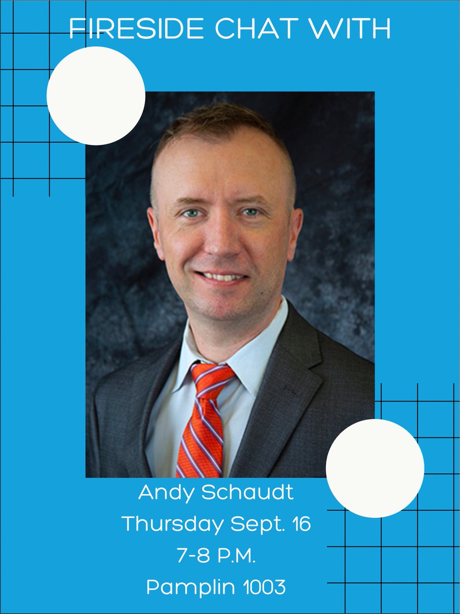 VTEClub's tweet photo. Get ready everyone! Although registration is closed, Andy Schaudt, Program Director for the Division of Data &amp; Analytics at the VTTI will be apart of our very first Fireside Chat of this fall semester. This Thursday, September 16th from 7 - 8 pm in Pamplin 1003, don’t miss it! https://t.co/EZyA4z152m