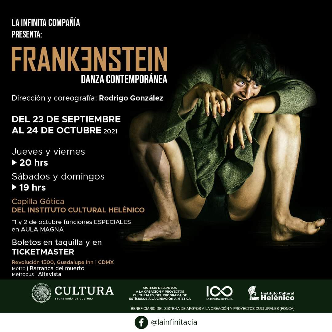 Increíble estreno mundial de <a href="/lainfinitacia/">La Infinita Compañía</a>  "Frankenstein - Danza Contemporánea". Una  adaptación del universo gótico de Mary Shelley a cargo de Rodrigo Gonzalez. Boletos en Ticketmaster y taquilla del <a href="/IHelenico/">Instituto Helénico</a> bit.ly/3tqmZaG corta temporada #sandymoon #danza #rt