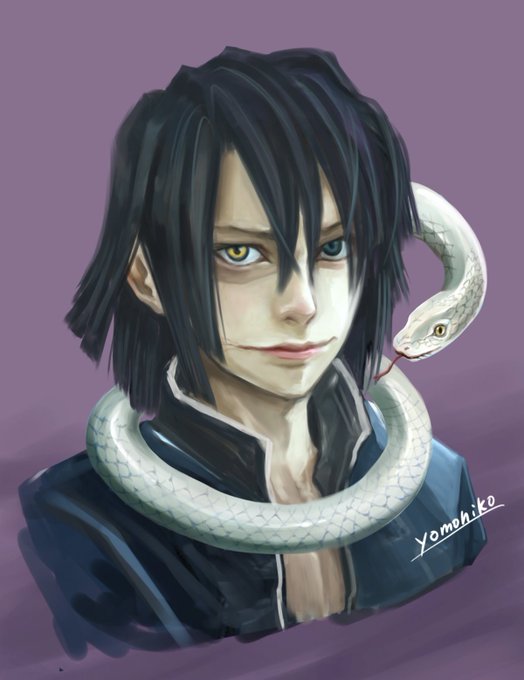 よも彦さんがTwitterに投稿した伊黒小芭内(鬼滅の刃)のイラスト。