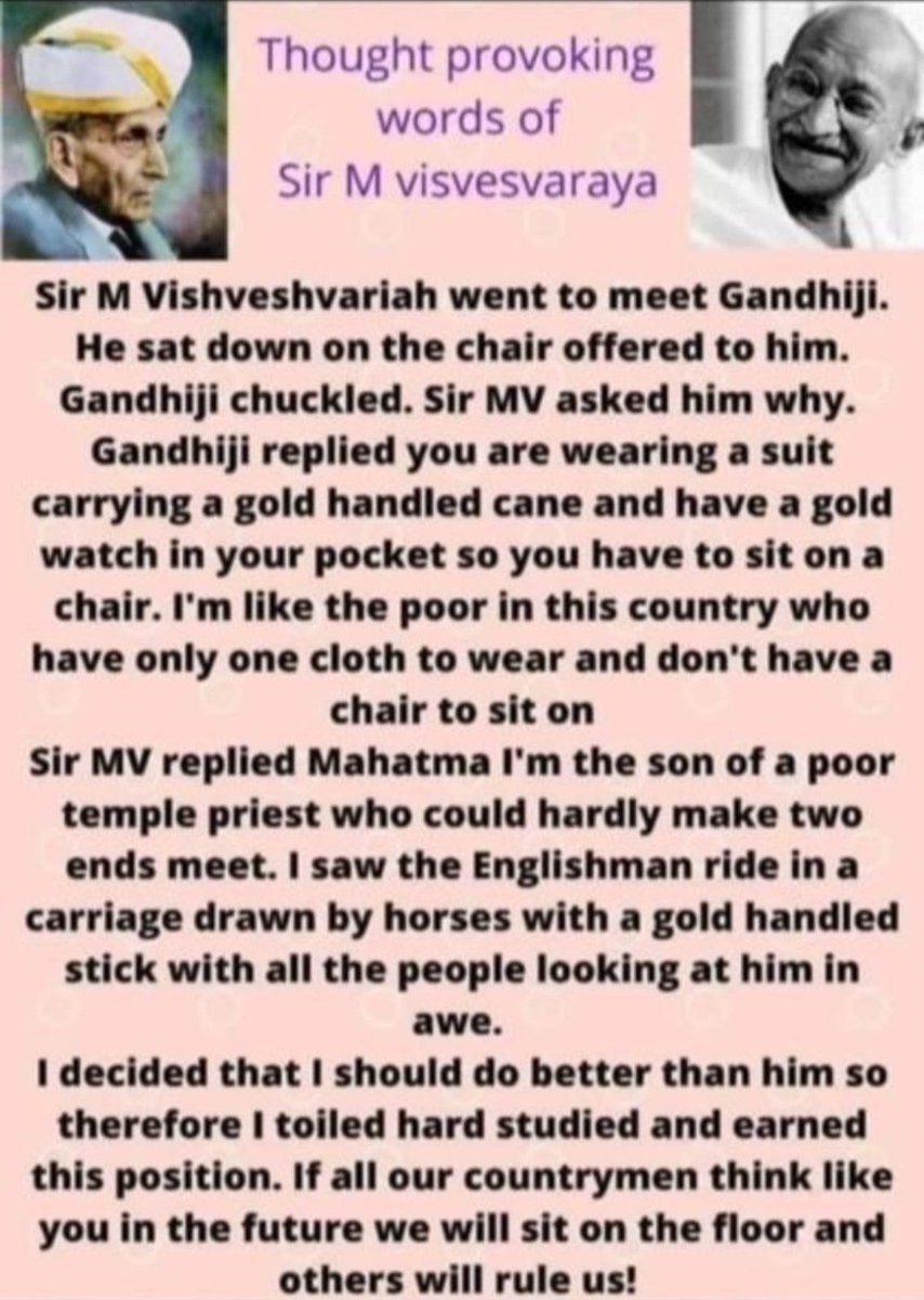 The difference.Poverty is an opportunity or pride.Choice is ours Happy birthday #SirmVisvesvaraya #EngineersDay2021 @pahadanladki @SriramKannan77 @Satyamev1310 @AkshitaSinghB @RajniGoswami8 @ColAKSRana2 @RDXThinksThat @JaipurDialogues @vijayashreenair @BharathiyaPsra @aniket1897