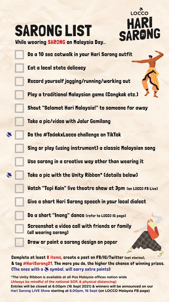 🇲🇾#harisarong21 Checklist.

Complete atleast 8 tasks to win limited edition HS21 pins &amp; Unity Ribbon by <a href="/projek_57/">Projek57</a> 🎉