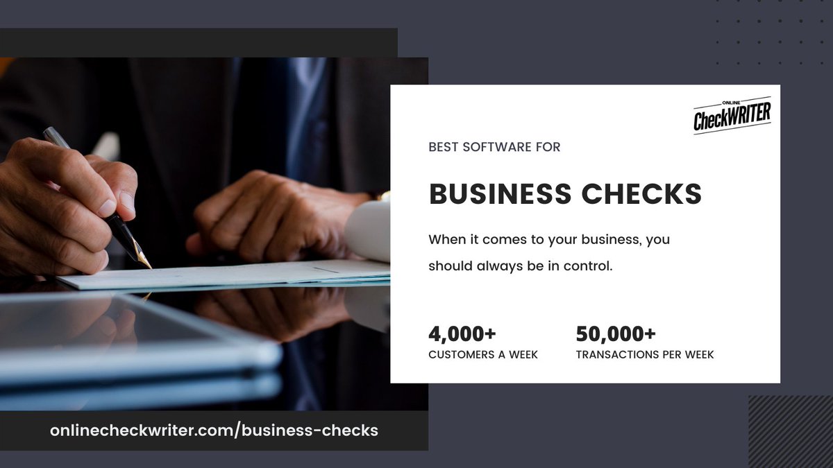 webcheckwriter's tweet photo. https://t.co/OLOPXtrUhN

Design your business checks online using a free cloud-based service that allows you to customize your business checks. Online Check Writer also allows you to print those checks on-demand.

#BusinessChecks #ChecksPrinting #CustomizedChecks https://t.co/Q0qwSgDME1