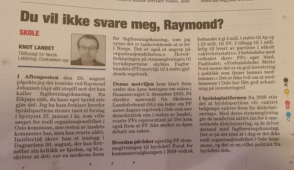 Hvorfor vil inke <a href="/RaymondJohansen/">Raymond Johansen</a> svare på ulik behandling av fagorganiserte? Hva sier du <a href="/EivorEvenrud/">Eivor Evenrud</a> - dere stemte vel også mot likebehandlingen?