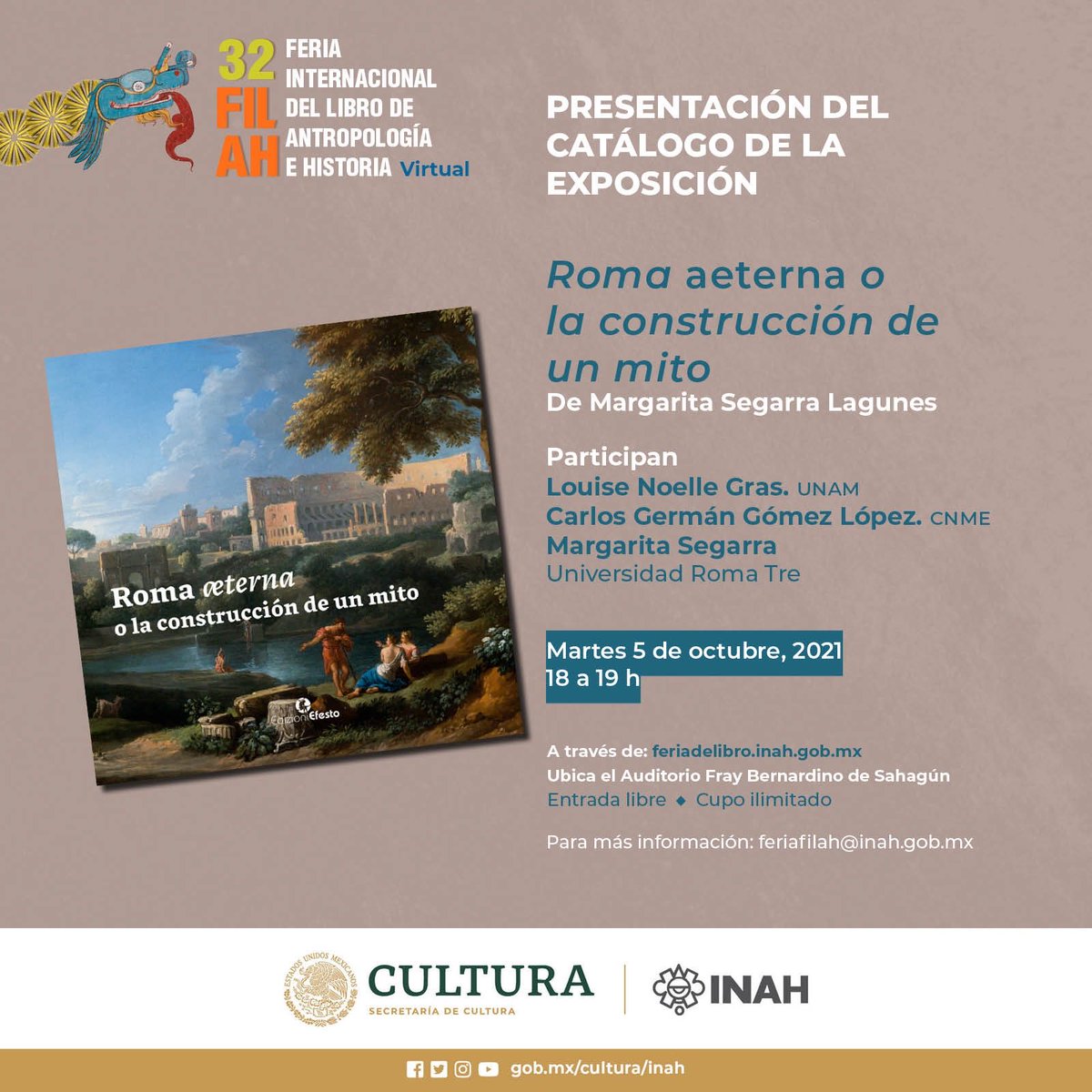 MayaSegarra's tweet photo. Presentación catálogo exposición Roma aeterna, 5 octubre 2021, 18:00 hrs. https://t.co/pMwRnYjePU