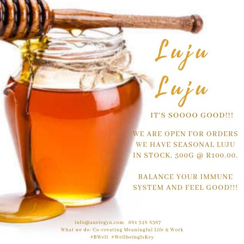 AURIEGYN's tweet photo. Raw Luju 🍯 to balance your immune system &amp; feeling good. Sleep sufficiently, walk &amp; move your body, be aware of how your body feels.
#staysafe #WearAMask #BWell #WellbeingIsKey #LUJULUJU 
#MindBodyConnection #AllSeasonsBody #MindfulMovement #MoveShakeLive https://t.co/eNrbLkDnm7