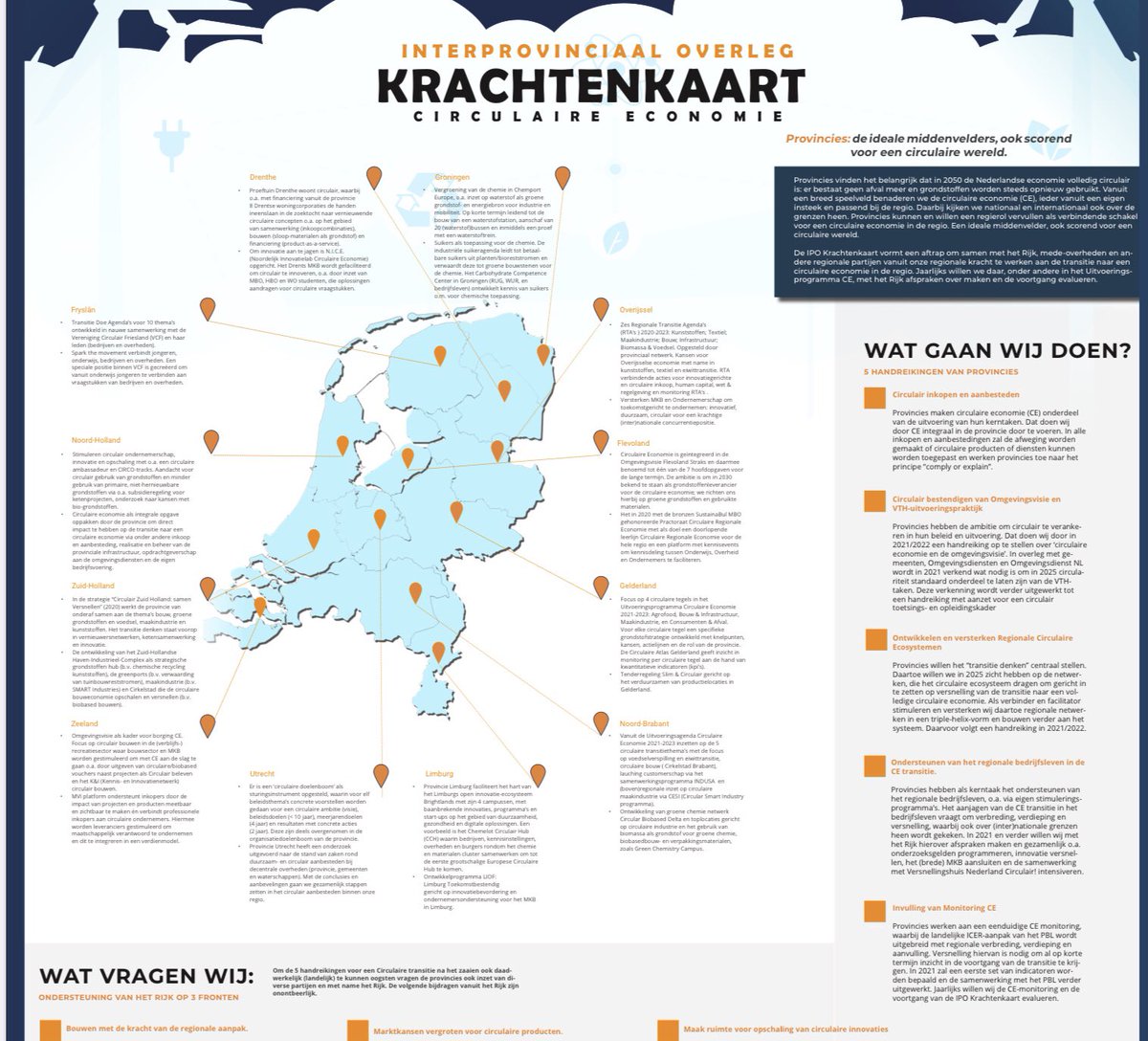 Terwijl de formatie voortmoddert, werken provincies onverminderd door aan een slimme en schone economie. Onze inzet voor een Circulaire Economie staat vandaag model tijdens het #WCEF2021 in Canada. Voor meer informatie, kijk op ipo.nl/actueel/gezame…. ♻️🌍