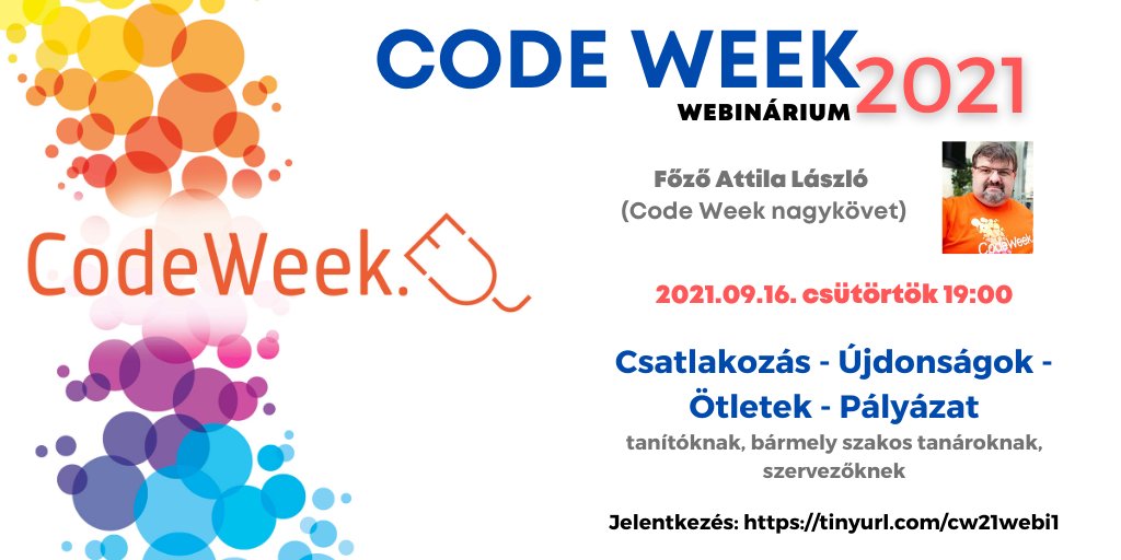 CodeHungary's tweet image. Minden, amit tudni akartál a #CodeWeek-ről 🙂
Regisztráció itt: forms.gle/i7wP22T6z4XAcE…