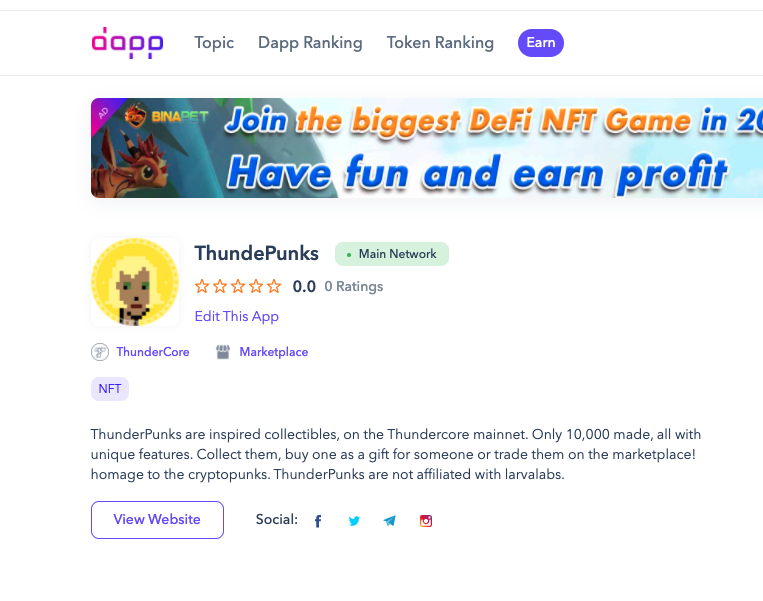 ThunderZetas's tweet photo. #ThunderPunks now listed on #dappradar and #Dapp https://t.co/DDDM3yoU1J