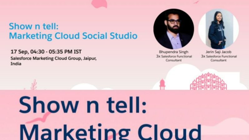 Jerin Jacob (@jerin_jacob22) on Twitter photo Join us, this Friday (17th Sep, 4:30 PM IST) to learn more about Marketing Cloud Social Studio hosted by <a href="/jaipurmarketers/">Salesforce Jaipur Marketers</a>
RSVP Link : lnkd.in/eWCjeqvG
#Trailblazercommunity
#SalesforceMarketingCloud
#SocialStudio Join us, this Friday (17th Sep, 4:30 PM IST) to learn more about Marketing Cloud Social Studio hosted by <a href="/jaipurmarketers/">Salesforce Jaipur Marketers</a>
RSVP Link : lnkd.in/eWCjeqvG
#Trailblazercommunity
#SalesforceMarketingCloud
#SocialStudio