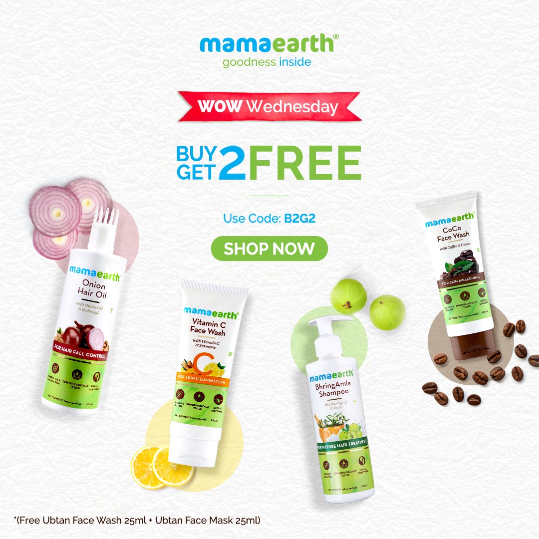 mamaearthindia's tweet photo. Check out what we have in store for you this #WowWednesday! ๐๐๐
Shop here: https://t.co/TBphVWMt1N๐๐
#mamaearth #GoodnessInside #WednesdaySale #OffersIndia https://t.co/ZzZZTq6fxf