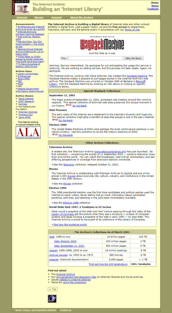 WebDesignMuseum's tweet photo. Happy 20th birthday Wayback Machine! 

On October 24, 2001, The Internet Archive organization launched a free digital archive of websites for the general public called the Wayback Machine. 

https://t.co/SOG0FplZe4

#WaybackMachine https://t.co/FkqT5bDiLx