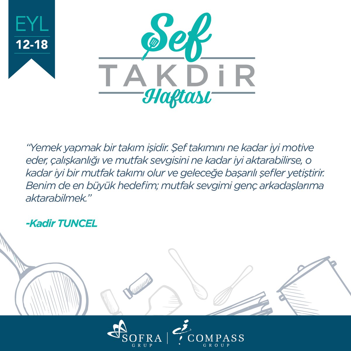 Sofra_Grup's tweet photo. Yemeklerinde özellikle farklı baharatlar kullanıp, yeni tatlar keşfetmeyi seviyor. Biz de kendisine ilham veren tarifleri ve emekleri için teşekkür ediyoruz.
#SofraGrup #CompassGroup #ChefsAppreciationWeek #ŞefTakdirHaftası #culinary #chefs #inspired https://t.co/yKeiJ5e9qM