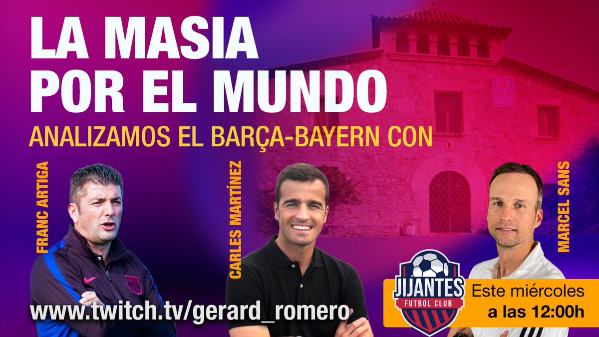 📺 HOY en #JijantesFC estrenamos colaboradores de lujo 

✅ <a href="/FrancArtiga/">Franc Artiga</a> 

✅ <a href="/carlesmnovell/">Carles Martinez Novell</a> 

✅ <a href="/MarcelSans/">Marcel</a> 

twitch.tv/gerard_romero