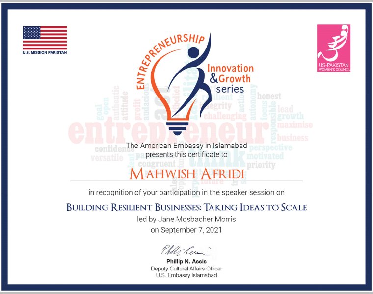 Took part in a very informative session Building Resilient Business: Taking ideas to scale by the <a href="/usembislamabad/">U.S. Embassy Islamabad</a> <a href="/USPWC/">USPakWomen's Council</a>
There is no need to reinvent the wheel, we should learn from others and lead from there
<a href="/Femonics1/">Femonics</a>
#Pakistaniwomen #Entrepreneur