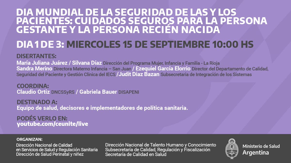 ninez_frente's tweet photo. #Recomendamos❗
Dia mundial de la seguridad de lxs pacientes y cuidados seguros para la persona gestante y recien nacida
Actividad para Equipos de Salud,decisores e implementadores de politicas publicas
#Hoy #10hs
Para ver 👇
https://t.co/SCziTtNP5V https://t.co/jdwkk0yTtc