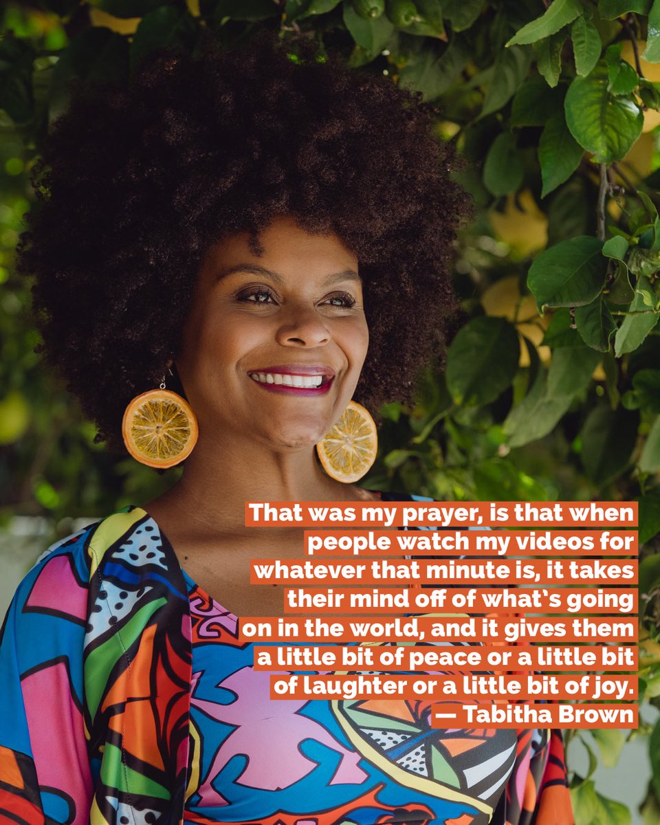kweliTV's tweet image. That was my prayer, is that when people watch my videos for whatever that minute is, it takes their mind off of what&apos;s going on in the world, and it gives them a little bit of peace or a little bit of laughter or a little bit of joy. — Tabitha Brown #qotd