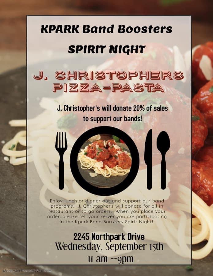 Pizza? Pasta? 🤔 Both!?! 🙌🍕🍝 Today is the day! 🎶 Remember, all money raised will benefit the KPark and KMS band programs! #PantherPride🐾 #KMSCougarPride 🐾 <a href="/band_kms/">KMS band</a> <a href="/HumbleISD_KPHS/">Kingwood Park HS</a>