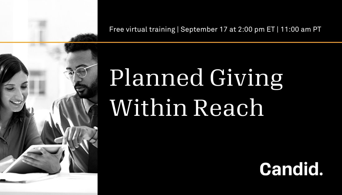Join us and <a href="/ThreadStrat/">Thread Strategies</a> this Friday to learn how to get started with #PlannedGiving and how to incorporate it into your annual #development plan. bit.ly/091721PlannedG… #CandidLearning