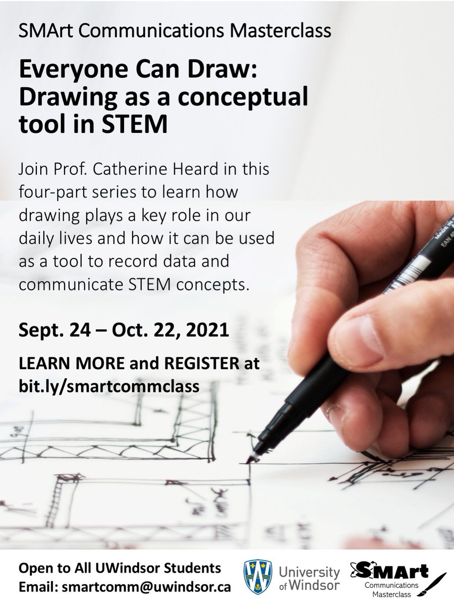 UWindsor Faculty of Science (@uwinscience) on Twitter photo Calling all budding STEM artists - sign up now for Science’s SMArt Communications Masterclass called Everyone can draw: Drawing as a conceptual tool in STEM. Sept 24-Oct 22. Bit.ly/smartcommclass <a href="/USciWindsor/">USci Network</a> <a href="/UWindsorENG/">UWindsor Engineering</a> Calling all budding STEM artists - sign up now for Science’s SMArt Communications Masterclass called Everyone can draw: Drawing as a conceptual tool in STEM. Sept 24-Oct 22. Bit.ly/smartcommclass <a href="/USciWindsor/">USci Network</a> <a href="/UWindsorENG/">UWindsor Engineering</a>