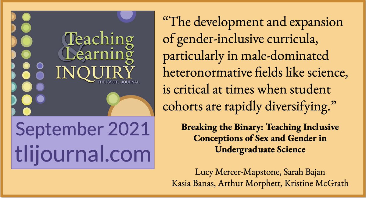 Teach&Learn Inquiry (@tli_issotl) on Twitter photo Partnership, allyship, and vulnerability in co-creating inclusive content in intro Biology courses from <a href="/LucyMercerMaps/">Dr Lucy Mercer-Mapstone</a> <a href="/SunCoScience/">Sarah Bajan</a> <a href="/edinkasia/">Kasia Banas</a> <a href="/DrKrizM/">Kristine McGrath</a> & Arthur Morphett. @ISSOTL
journalhosting.ucalgary.ca/index.php/TLI/… Partnership, allyship, and vulnerability in co-creating inclusive content in intro Biology courses from <a href="/LucyMercerMaps/">Dr Lucy Mercer-Mapstone</a> <a href="/SunCoScience/">Sarah Bajan</a> <a href="/edinkasia/">Kasia Banas</a> <a href="/DrKrizM/">Kristine McGrath</a> & Arthur Morphett. @ISSOTL
journalhosting.ucalgary.ca/index.php/TLI/…