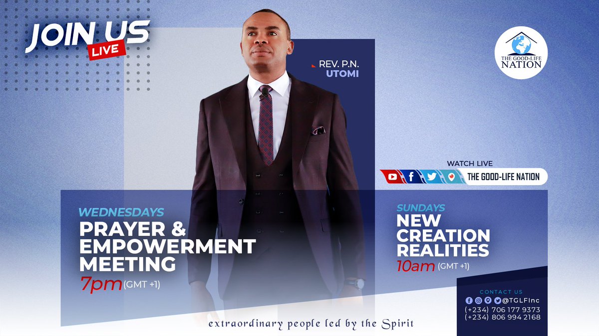 The greatest moves of God in history have always come when the people least expected it, however, God always stirs the hearts of the hungry for what He wants to do. Be a part of this God-visitation with RPN today, 7pm (GMT+1) online
#RPN 
#APeopleAreComing
youtube.com/c/THEGOOD-LIFE…