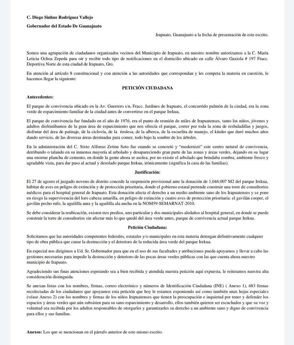 Planeta_4's tweet photo. Ayer se hizo entrega de una petición para la conservación de un área importante del parque Irekua, en la oficialía de partes del Palacio de gobierno de Guanajuato
@diegosinhue @lopezobrador_ @SEMARNAT_mx https://t.co/8aSFiG7UXf