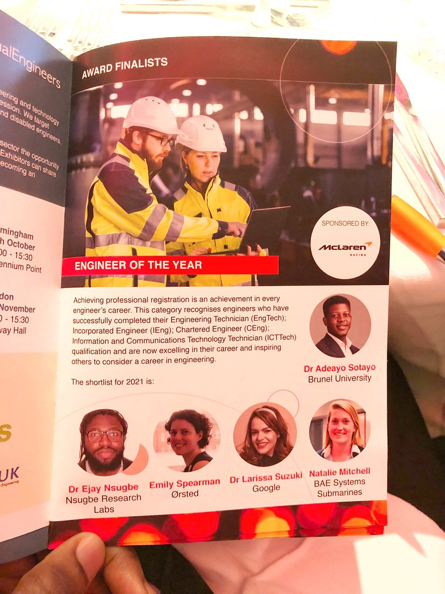 Proud Finalist for the “Engineer of the Year” Award at the 2021 Engineering Talent Awards by @EqualEngineers and @McLarenF1 

To all the Engineers doing excellent work and inspiring others, keep up the brilliant work

#ETAwards21 #ThisIsEngineering #EngineersDay

 @Bruneluni