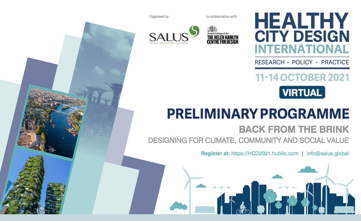 Jim_SALUS's tweet photo. Tomorrow marks the end of the early bird period for discounted tickets for HEALTHY CITY DESIGN 2021 being held virtually (Oct 11-14). If your involved in designing healthy and sustainable cities and communities, then don’t miss out. https://t.co/ZUDl6C6mZa
#HCD21 #urbandesign https://t.co/xUwIe3xeFz