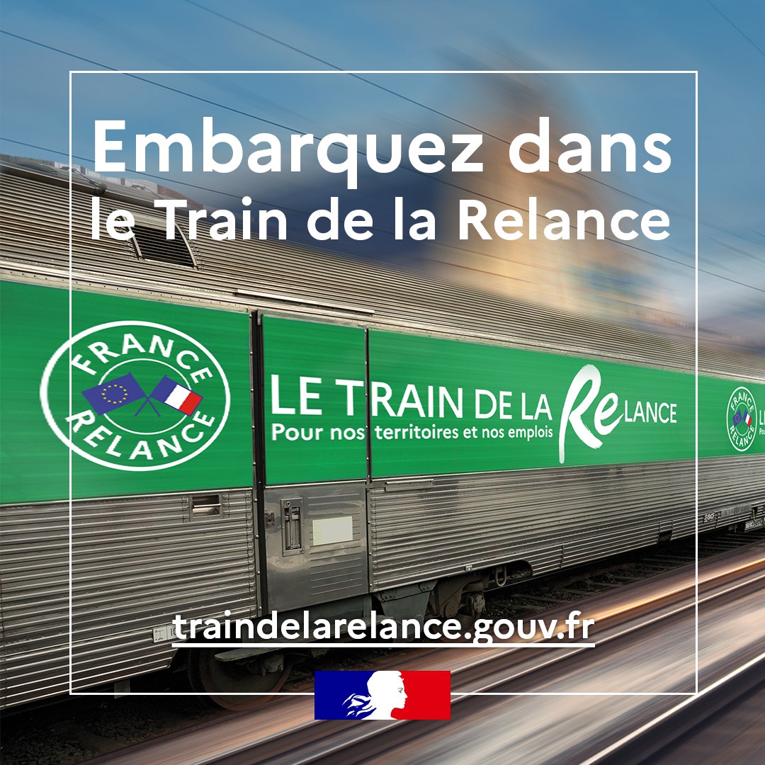 #FranceRelance 
Le Train de la Relance sera en gare de <a href="/saint_etienne_/">Ville Saint-Étienne</a>  les 27 et 28/09.

✅Faire un bilan de la mise en œuvre du Plan de Relance dans la Loire
✅Des témoignages de bénéficiaires de la #Loire
✅Un village de l'emploi

plus d'infos 👉gouvernement.fr/le-train-de-la…