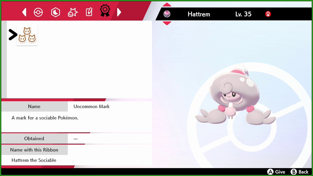 Shiny Hattrem after 2,331 REs!
This is the first shiny I've found with a mark!
I refused to get the mark charm until I got at least one mark, I can be stubborn.