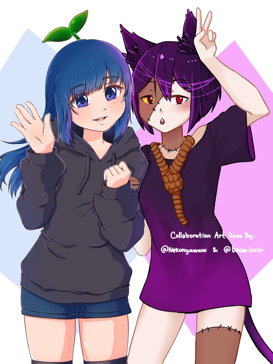 NekoNyawww's tweet photo. Collaboration art done with @ bacon.lov3r on ig💖
First time doing art collab 
It was so fun hehe uwu
I'll do it again in future 💕
#collaborationartwork #artcollab #artcollaboration #ocs #artoftheday https://t.co/0bKKZA0kWp