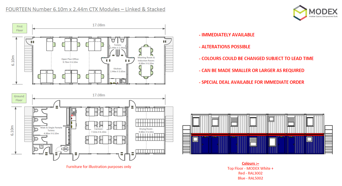 modex_spaces's tweet photo. *AVALIABLE IMMEDIATELY*

We have had a last minute Modular Building cancellation, so we have a 14 Module Modular Building now available immediately 

Alterations can be made, and the building can be made smaller/larger if required.

#modularbuilding #avaliable https://t.co/Nhvi1iVe3A