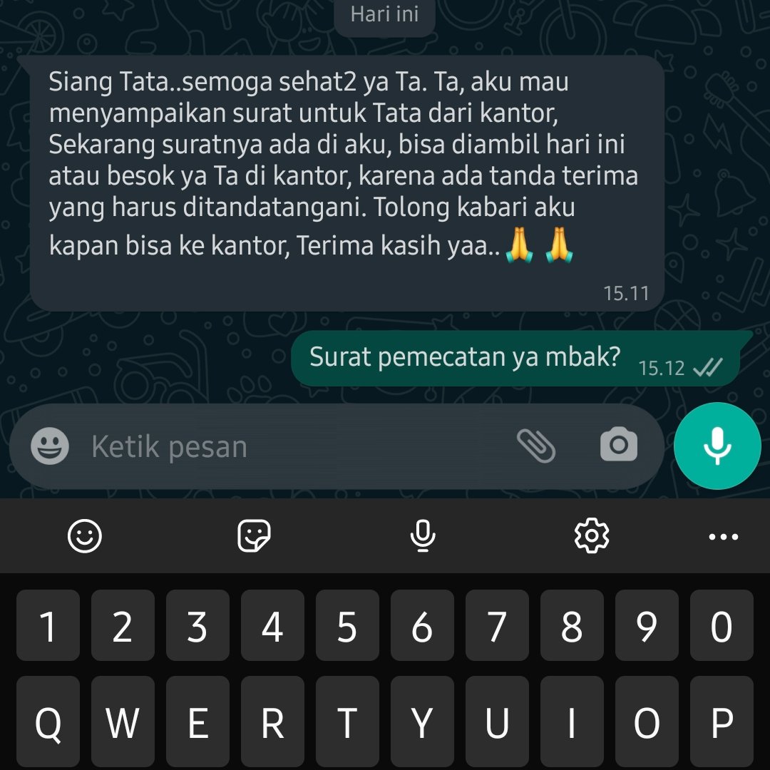 Siang ini dijapri oleh atasan saya. Meski sudah diduga, baca ini rasanya nyesek banget. Semacam patah hati sama KPK.

Selama ini bertanya-tanya, apa yg salah dg wawancara TWK? Kenapa kami statusnya TMS? Tiba-tiba tanpa penjelasan kami dilabeli merah dan sekarang diberhentikan.