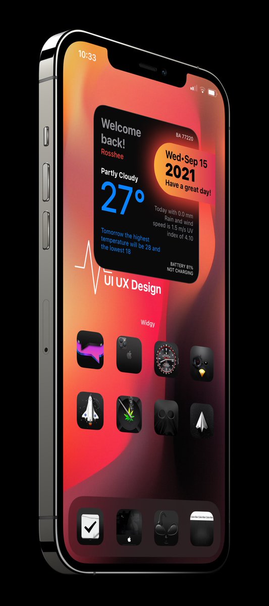DesignByRoss's tweet image. Today setup 

Icons @Attairdu57slm 
Wallpaper @thetimeloop 
Mockup @screenshot_pro 
Widget me available on rosshee.gumroad.com

#iOS15RC #Widgy #setup