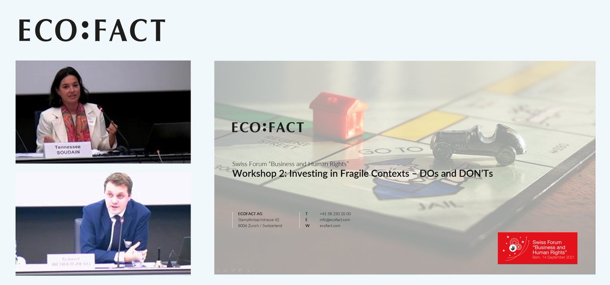 Yesterday during the 1st Swiss Business and Human Rights Forum organized by <a href="/EDA_DFAE/">EDA - DFAE</a> and <a href="/SECO_CH/">SECO</a>, ECOFACT's provided inputs and moderated a workshop about investing in fragile contexts. We were happy to have on workshop the contribution from the <a href="/ICRC/">ICRC</a> and <a href="/DCAF_Geneva/">DCAF HQ</a>!