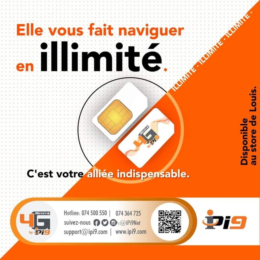 iPi9 vous propose la 4G illimité, Une connexion illimitée pour votre smartphone. 
Sim disponible au prix de 1000fcfa au Store de Louis. 

#iPi9TV #iPi9 #Web7 #Nos_Pass_Illimité_4G_LTE
#SurfEnBig