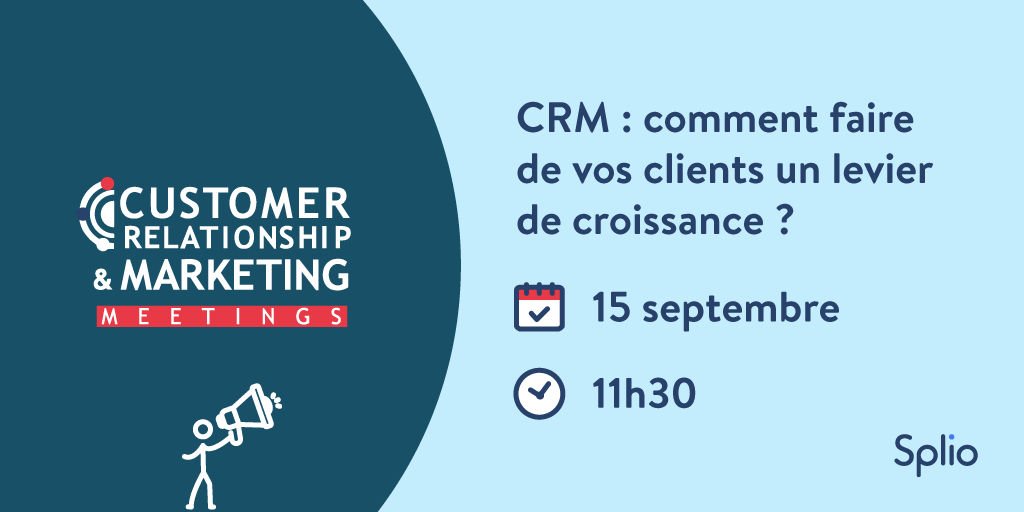 Splio's tweet photo. 🎤 #CRMMmeetings : RDV à 11h30 en salle C pour notre atelier "CRM : comment faire de vos clients un levier de croissance"
A tout de suite avec @SandraFRNDS !
#Fidélisation #Marketing #Splio @CRMMmeetings https://t.co/YcLHGq5kuT