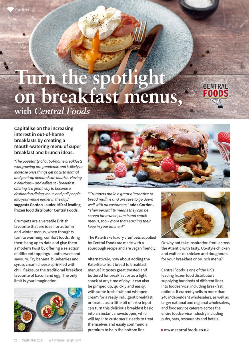 CentralFoods's tweet photo. #Breakfasts can #boostsales! Read our ideas in the latest issue of @VenueInsight mag - from #sweetandsavoury #crumpets to #chickenNwaffles, #getcustomersin to your venue with #hotbreakfasts - just what's needed as we head into #Autumn... π
https://t.co/MCvWdXVFay https://t.co/Wo4Qx3PQHH