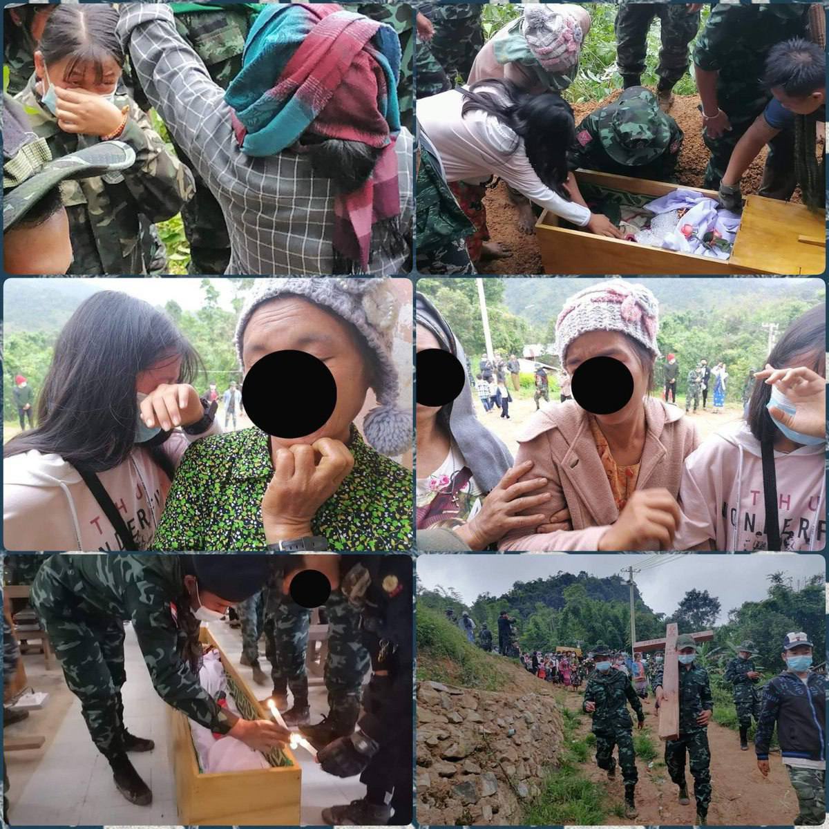 NYMA2021's tweet photo. Peter John (B) Burell, 1 of 2 comrades killed in the Battle of Dalala in Dimso Tsp on Sep14, was buried today. #AcceptNUG_RejectMilitary #Sep15Coup  #WhatsHappeningInMyanmar https://t.co/jpDpHfz3Xs