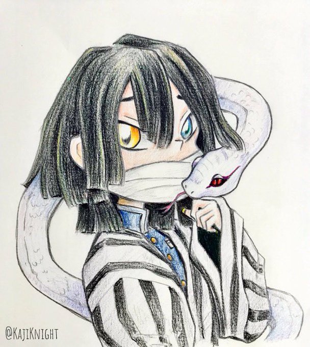 加持ナイトⓐさんがTwitterに投稿した伊黒小芭内(鬼滅の刃)のイラスト。