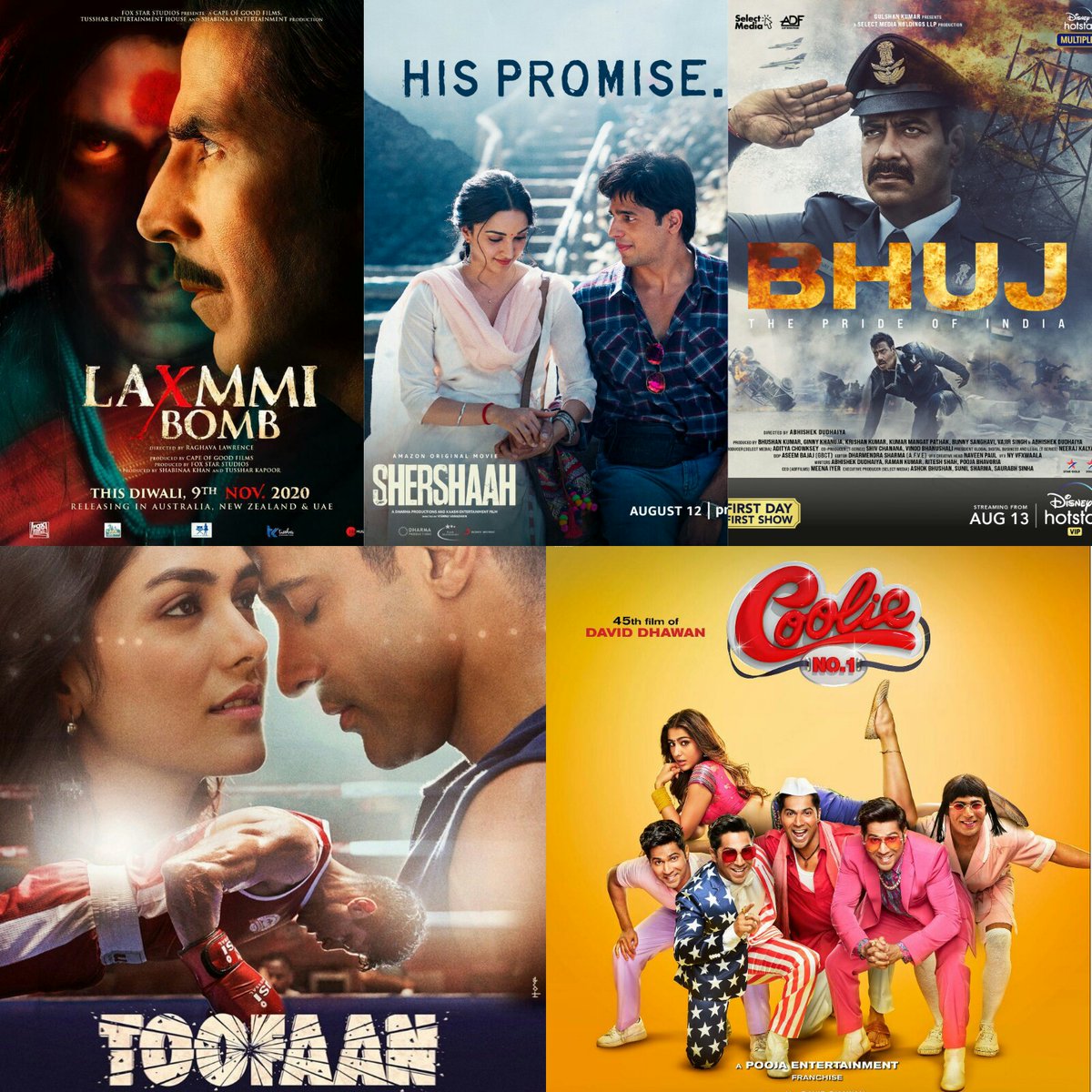 TOP 5 Most Streamed Bollywood Movies On OTT Platform
Since October 2020

👉#Laxmii : 23.1M
👉#Shershaah : 21.1M
👉#Bhuj : 14.8M
👉#Toofaan : 14.7M
👉#CoolieNo1 : 12.6M

#AkshayKumar #SidharthMalhotra
#AjayDevgan #VarunDhawan 
#KiaraAdvani #SaraAliKhan
#FarhanAkhtar #MrunalThakur