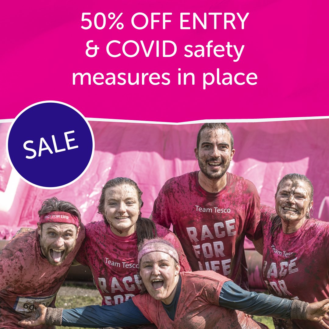 It’s your last chance South West to sign up for the #RaceforLife and receive 50% off entry – use the code RFLAUG50 ❤ Run, walk or jog with your friends and family and fund research that’s saving lives. Sign up now👉 bit.ly/3j91Lsh
