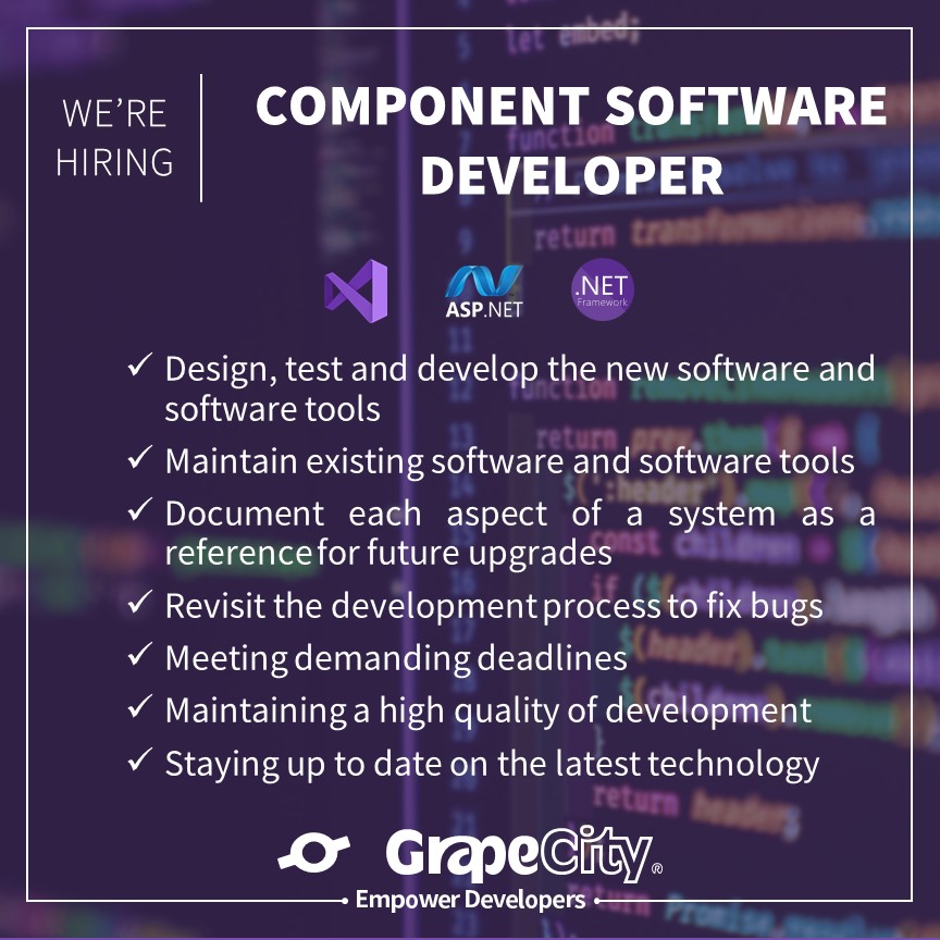 grapecity_al's tweet image. GrapeCity Albania is looking for a COMPONENT SOFTWARE DEVELOPER! Apply sending a CV at info@grapecity.com and be a part of our team.
Let's grow together!
#grapecityal #grapecitylife #valuesthatprevail #hiring #wearehiring #softwaredeveloper #recruiting #nowhiring #recruitment